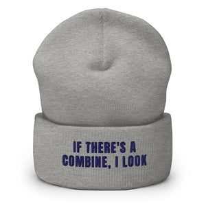 Furrow & Fields Heather Grey If There's a Combine, I Look | Cuffed Beanie Quality Farmers Merch