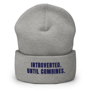 Furrow & Fields Heather Grey Introverted. Until Combines. | Cuffed Beanie Quality Farmers Merch