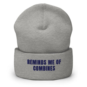 Furrow & Fields Heather Grey Reminds Me of Combines | Cuffed Beanie Quality Farmers Merch