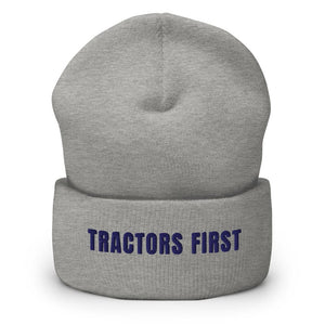 Furrow & Fields Heather Grey Tractors First | Cuffed Beanie Quality Farmers Merch