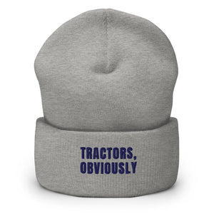 Furrow & Fields Heather Grey Tractors, Obviously | Cuffed Beanie Quality Farmers Merch