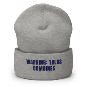 Furrow & Fields Heather Grey Warning: Talks Combines | Cuffed Beanie Quality Farmers Merch