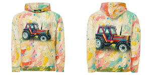 Furrow & Fields Hoodie FIAT 90-90 DT Splash Art | All-Over Print Hoodie Quality Farmers Merch