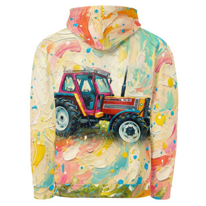 Furrow & Fields Hoodie FIAT 90-90 DT Splash Art | All-Over Print Hoodie Quality Farmers Merch
