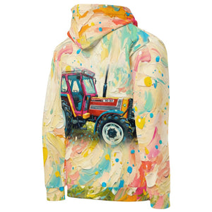 Furrow & Fields Hoodie FIAT 90-90 DT Splash Art | All-Over Print Hoodie Quality Farmers Merch