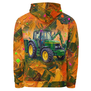 Furrow & Fields Hoodie John Deere 6910 with Hedge Cutter Splash Art | All-Over Print Hoodie Quality Farmers Merch