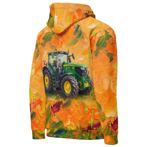 Furrow & Fields Hoodie John Deere 6R 250 Splash Art | All-Over Print Hoodie Quality Farmers Merch