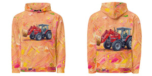 Furrow & Fields Hoodie Massey Ferguson 3070 Autotronic Splash Art | All-Over Print Hoodie Quality Farmers Merch