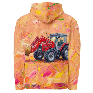 Furrow & Fields Hoodie Massey Ferguson 3070 Autotronic Splash Art | All-Over Print Hoodie Quality Farmers Merch