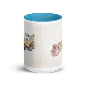 Furrow & Fields JCB 3C II Pencil Sketch | 15 oz Mug with Color Inside Quality Farmers Merch