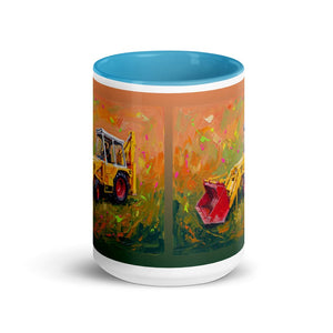 Furrow & Fields JCB 3C II Splash Art | 15 oz Mug with Color Inside Quality Farmers Merch