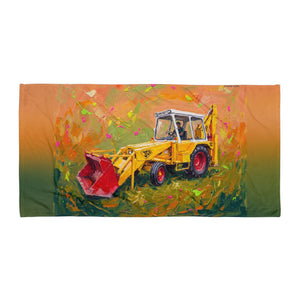 Furrow & Fields JCB 3C II Splash Art | Beach Towel Quality Farmers Merch