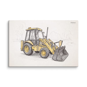 Furrow & Fields JCB 3CX Sitemaster Plus Pencil Sketch | Canvas Quality Farmers Merch