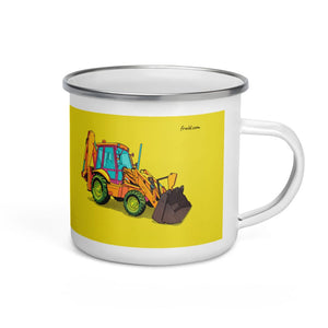 Furrow & Fields JCB 3CX Sitemaster Plus Pop Art | Enamel Mug Quality Farmers Merch