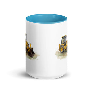 Furrow & Fields JCB 3CX Sitemaster Plus Watercolor | 15 oz Mug with Color Inside Quality Farmers Merch