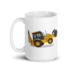 Furrow & Fields JCB 3CX Sitemaster SRS | White Glossy Mug Quality Farmers Merch