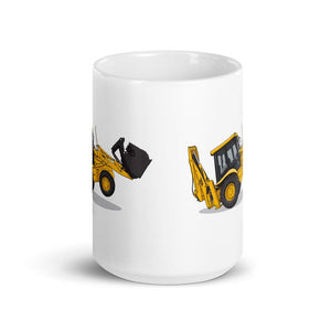 Furrow & Fields JCB 3CX Sitemaster SRS | White Glossy Mug Quality Farmers Merch