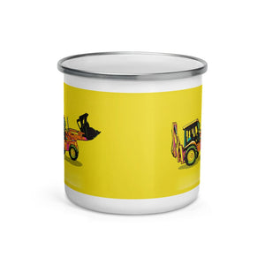 Furrow & Fields JCB 3CX Sitemaster SRS Pop Art | Enamel Mug Quality Farmers Merch