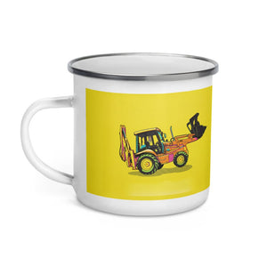 Furrow & Fields JCB 3CX Sitemaster SRS Pop Art | Enamel Mug Quality Farmers Merch