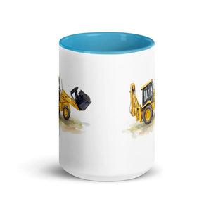 Furrow & Fields JCB 3CX Sitemaster SRS Watercolor | 15 oz Mug with Color Inside Quality Farmers Merch