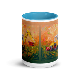 Furrow & Fields JCB 4D II Splash Art | 15 oz Mug with Color Inside Quality Farmers Merch