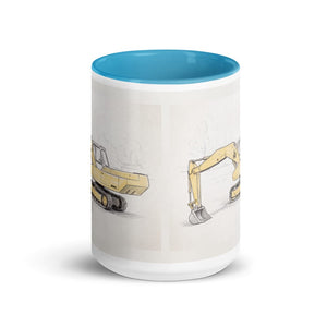 Furrow & Fields JCB 806 Pencil Sketch | 15 oz Mug with Color Inside Quality Farmers Merch