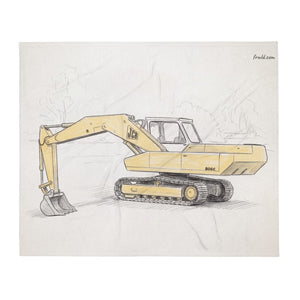 Furrow & Fields JCB 806 Pencil Sketch | Throw Blanket Quality Farmers Merch