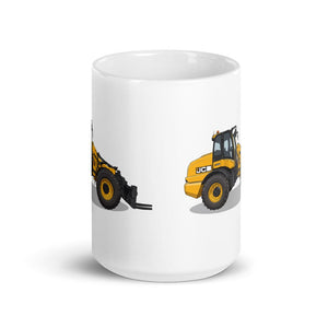 Furrow & Fields JCB TM420 | White Glossy Mug Quality Farmers Merch