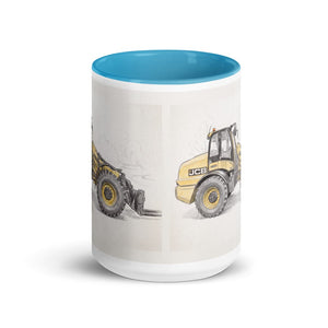Furrow & Fields JCB TM420 Pencil Sketch | 15 oz Mug with Color Inside Quality Farmers Merch