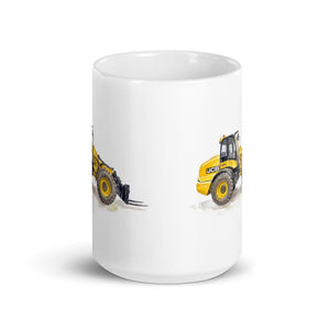 Furrow & Fields JCB TM420 Watercolor | White Glossy Mug Quality Farmers Merch