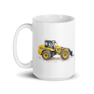 Furrow & Fields JCB TM420 Watercolor | White Glossy Mug Quality Farmers Merch