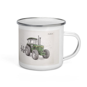 Furrow & Fields John Deere 4350 Pencil Sketch | Enamel Mug Quality Farmers Merch