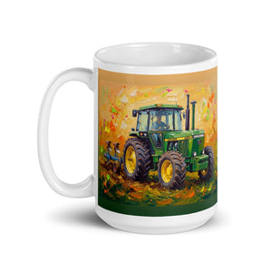 Furrow & Fields John Deere 4350 Splash Art | White Glossy Mug Quality Farmers Merch