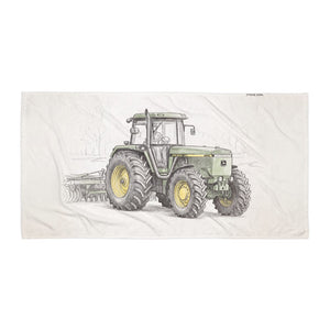 Furrow & Fields John Deere 4955 Pencil Sketch | Beach Towel Quality Farmers Merch