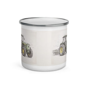 Furrow & Fields John Deere 4955 Pencil Sketch | Enamel Mug Quality Farmers Merch