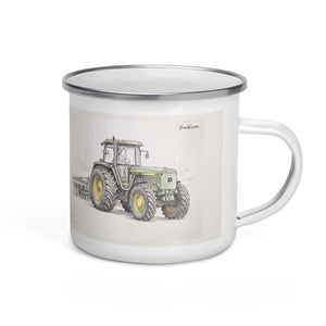 Furrow & Fields John Deere 4955 Pencil Sketch | Enamel Mug Quality Farmers Merch