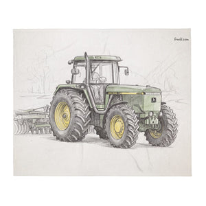 Furrow & Fields John Deere 4955 Pencil Sketch | Throw Blanket Quality Farmers Merch
