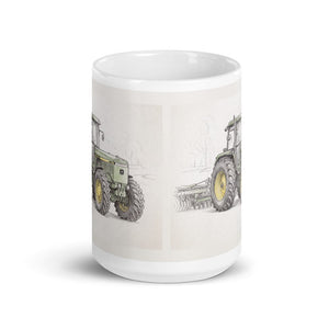 Furrow & Fields John Deere 4955 Pencil Sketch | White Glossy Mug Quality Farmers Merch