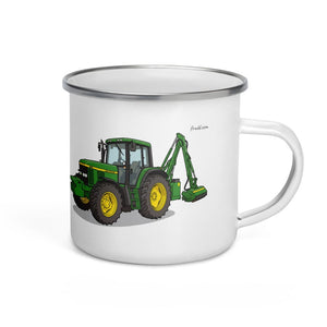 Furrow & Fields John Deere 6910 with Hedge Cutter | Enamel Mug Quality Farmers Merch
