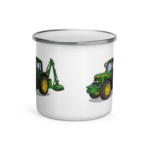 Furrow & Fields John Deere 6910 with Hedge Cutter | Enamel Mug Quality Farmers Merch