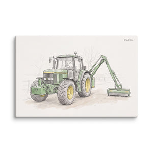 Furrow & Fields John Deere 6910 with Hedge Cutter Pencil Sketch | Canvas Quality Farmers Merch