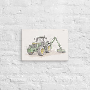 Furrow & Fields John Deere 6910 with Hedge Cutter Pencil Sketch | Canvas Quality Farmers Merch