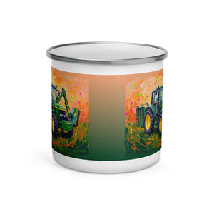 Furrow & Fields John Deere 6910 with Hedge Cutter Splash Art | Enamel Mug Quality Farmers Merch
