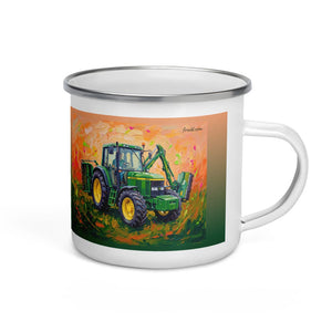 Furrow & Fields John Deere 6910 with Hedge Cutter Splash Art | Enamel Mug Quality Farmers Merch