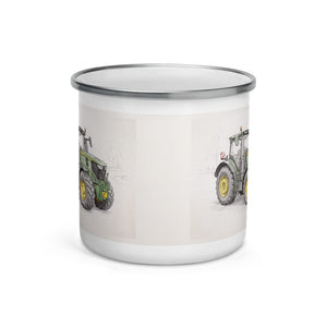 Furrow & Fields John Deere 6R 250 Pencil Sketch | Enamel Mug Quality Farmers Merch
