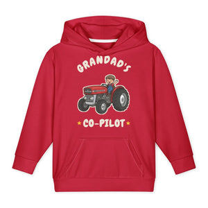 Furrow & Fields Kids All-Over Hoodie Grandad's Co-Pilot Massey Ferguson 135 | Kids All-Over Hoodie Quality Farmers Merch