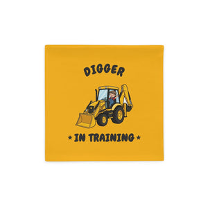 Furrow & Fields Kids Cushion Cover Digger in Training JCB 3CX | Kids Cushion Cover Quality Farmers Merch