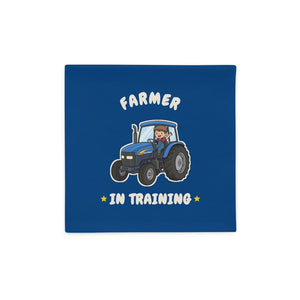 Furrow & Fields Kids Cushion Cover Farmer in Training New Holland TM 155 | Kids Cushion Cover Quality Farmers Merch