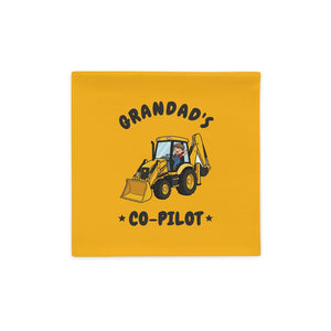 Furrow & Fields Kids Cushion Cover Grandad's Co-Pilot JCB 3CX | Kids Cushion Cover Quality Farmers Merch