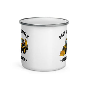 Furrow & Fields Kids Enamel Mug Best Little Digger JCB 3CX | Kids Enamel Mug Quality Farmers Merch